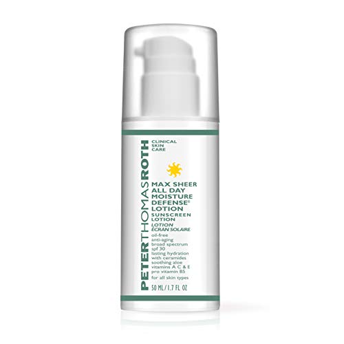 Peter Thomas Roth Max Sheer All Day Moisture Defense Lotion (SPF 30), Ultra-Light, Anti-Aging Sunscreen for UVA/UVB Protection with Moisturizers and Antioxidants