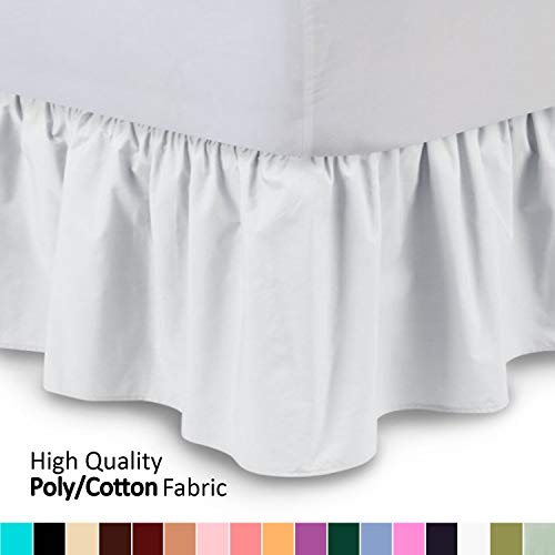 ShopBedding Ruffled Bed Skirt (Twin XL, White) 14 Inch Drop Dust Ruffle with Platform, Wrinkle and Fade Resistant, Available in All Bed Sizes and 16 Colors - Blissford