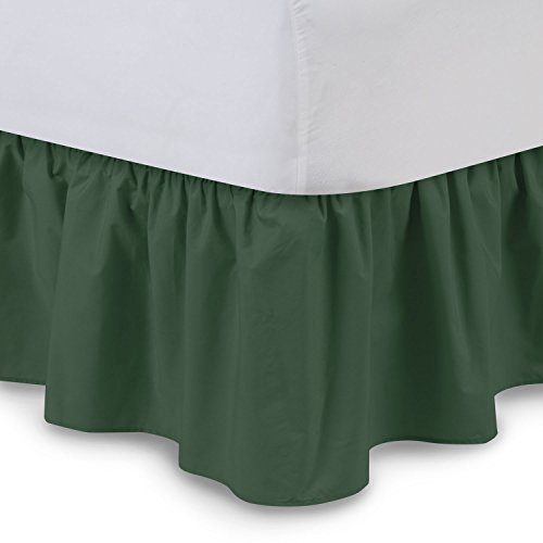 ShopBedding Ruffled Bed Skirt (Queen, Hunter) 14 Inch Drop Dust Ruffle with Platform, Poly/Cotton Fabric, Available in All Bed Sizes and 16 Colors - Blissford