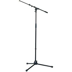 K&M König & Meyer 21090.500.55 Tripod Microphone Stand - Adjustable Telescoping 2-Piece Boom Arm - Professional Grade - Heavy Duty with Folding Leg Base - German Made Black