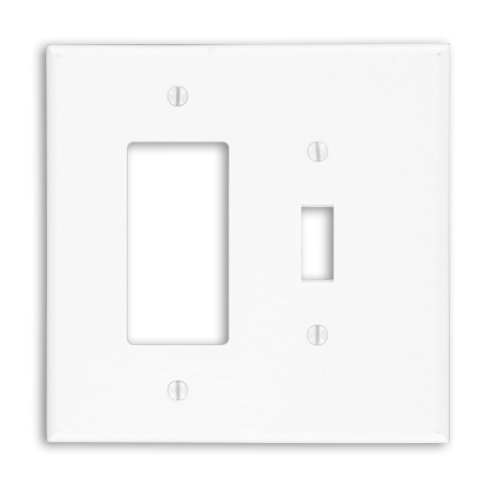 Book Cover Leviton 88605 2-Gang 1-Toggle 1-Decora/GFCI Device Combination Wallplate, Oversized, Thermoset, Device Mount, White
