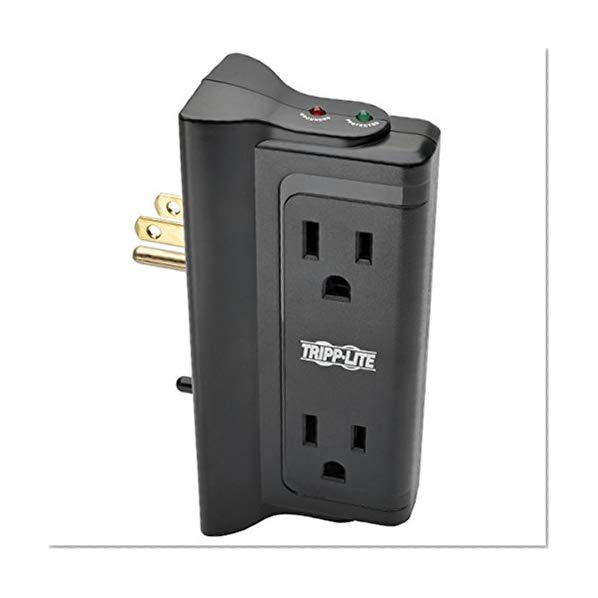 Tripp Lite 4 Side Mounted Outlet Surge Protector Power Strip, Direct Plug In, Black, & $25,000 INSURANCE (TLP4BK)