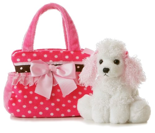 Book Cover Aurora World Fancy Pals Plush Pink Polka Dot Purse Pet Carrier with Dog