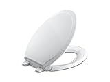 Kohler 4734-0 Rutledge Elongated, Grip-Tight Bumpers, Quiet-Close Release Hinges, Quick-Attach Hardware, No Slam Toilet Seat, White