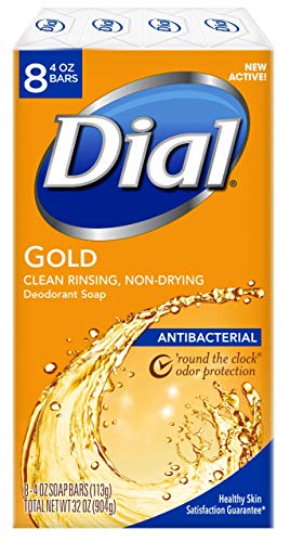 Book Cover Dial Antibacterial Bar Soap, Gold, 4 Ounce (Pack of 8) Bars