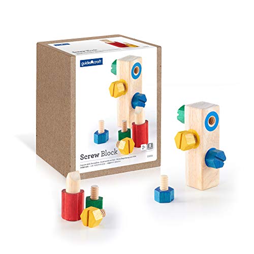 Guidecraft Screw Block - Kids Multi-Color Matching Game, Classic Toddler Memory and Sensory Skills Development Toy