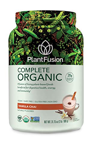PlantFusion Complete Organic Plant Based Pea Protein Powder | Fermented Superfoods | Vegan, Gluten Free, Non Dairy, Soy Free, Vanilla, 2 LB