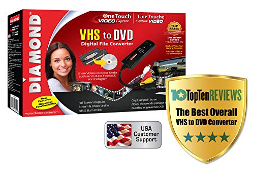 Book Cover Diamond Multimedia VC500 One Touch VHS to Digital File, DVD Convertor with Easy to use Software, Convert, Edit and Save For Win7, Win8 and Win10,, one color, One Size