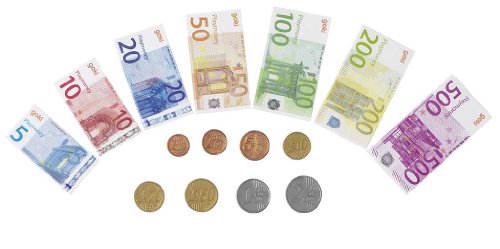 Goki - 51853 - Imitation - Argent Factice - 84 Billets de Banque en Papier - 32 Pièces de Monnaie en Plastique