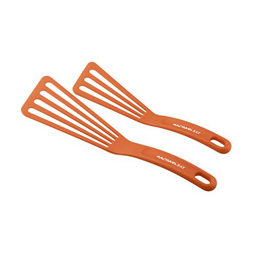 Book Cover Rachael Ray Kitchen Tools and Gadgets Nylon Cooking Utensils/Spatula/Fish Turners, 2 Piece, Orange