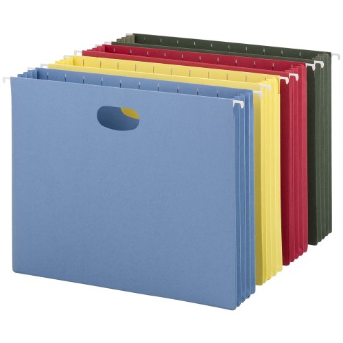 Smead Hanging Pocket with Full-Height Gusset, 3-1/2" Expansion, Letter Size, Assorted Colors, 4 per Pack (64291)