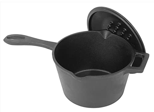 Book Cover Bayou Classic 7448 2.5-qt Cast Iron Covered Sauce Pot Features Self-Basting Domed Lid Perfect For Reducing Sauces Simmering Soups or Boiling Eggs