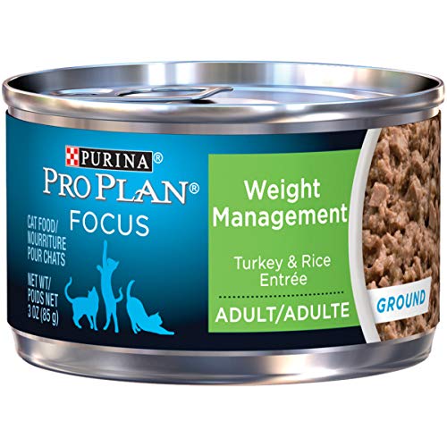 Purina Pro Plan Weight Control Pate Wet Cat Food, FOCUS Weight Management Turkey & Rice Entree - (24) 3 oz. Pull-Top Cans