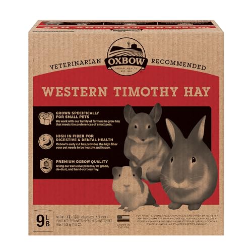 Oxbow Animal Health Western Timothy Hay - All Natural Hay for Rabbits, Guinea Pigs, Chinchillas, Hamsters & Gerbils - 9 lb.