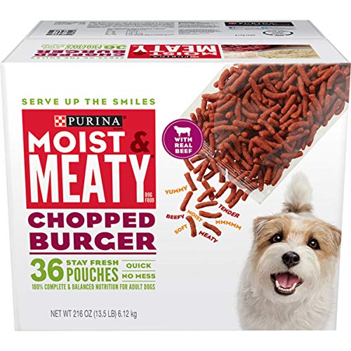 Purina Moist & Meaty Wet Dog Food, Chopped Burger - 36 ct. Pouch