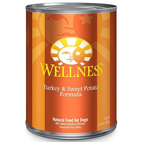 Book Cover Wellness Complete Health Natural Wet Canned Dog Food, Turkey & Sweet Potato, 12.5-Ounce Can (Pack Of 12)