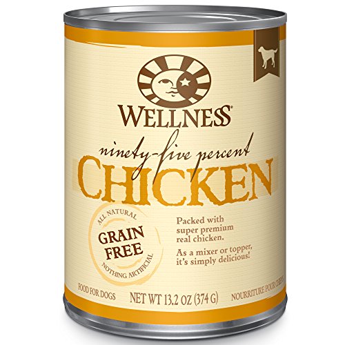 Wellness 95% Chicken Grain Free Canned Wet Dog Food, Mixer or Topper, 13.2 Ounce Can (Pack of 12)