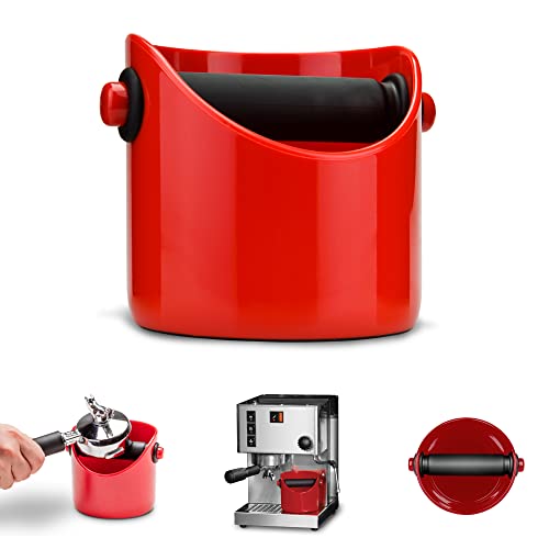 Dreamfarm Grindenstèin | Modern Espresso Knock Box | Sturdy & Compact Coffee Knock Box | Space-Saving Coffee Ground Bin with Durable Knock Bar | Easy-To-Clean Espresso Knock Boxes | Red