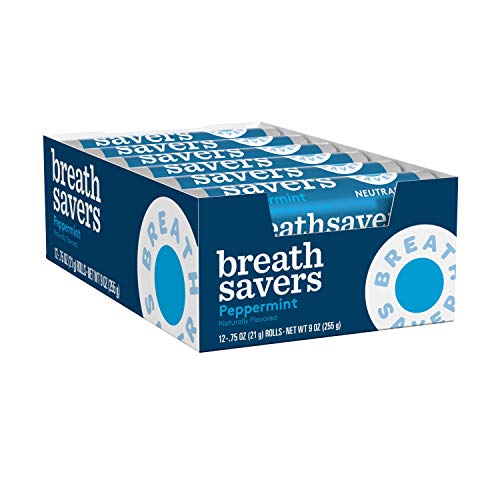 Book Cover BREATH SAVERS Sugar Free Mints, Peppermint, 0.75 Ounce Roll (Pack of 24)