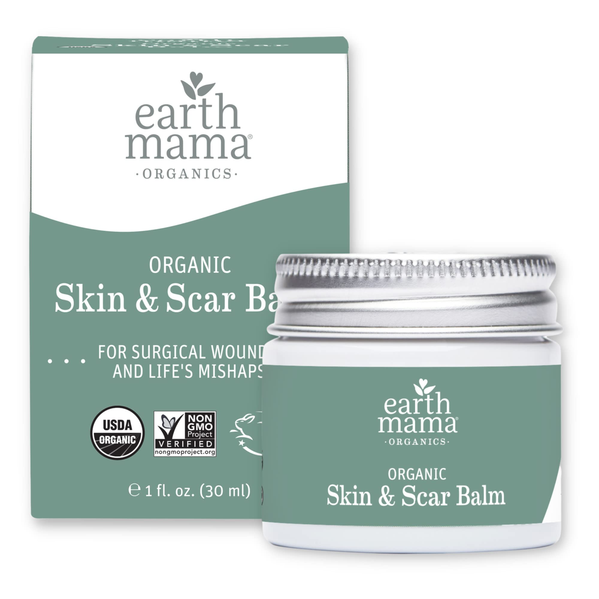 Earth Mama Organic Skin & Scar Balm | Comforts & Reduces Appearance of Scars for Surgical Wounds + Pregnancy Stretch Marks, 1 Fl Oz 1 Fl Oz (Pack of 1)