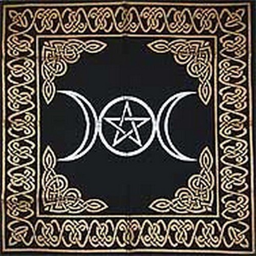 Book Cover Altar Tarot Cloth: Triple Goddess With Pentagram - 24