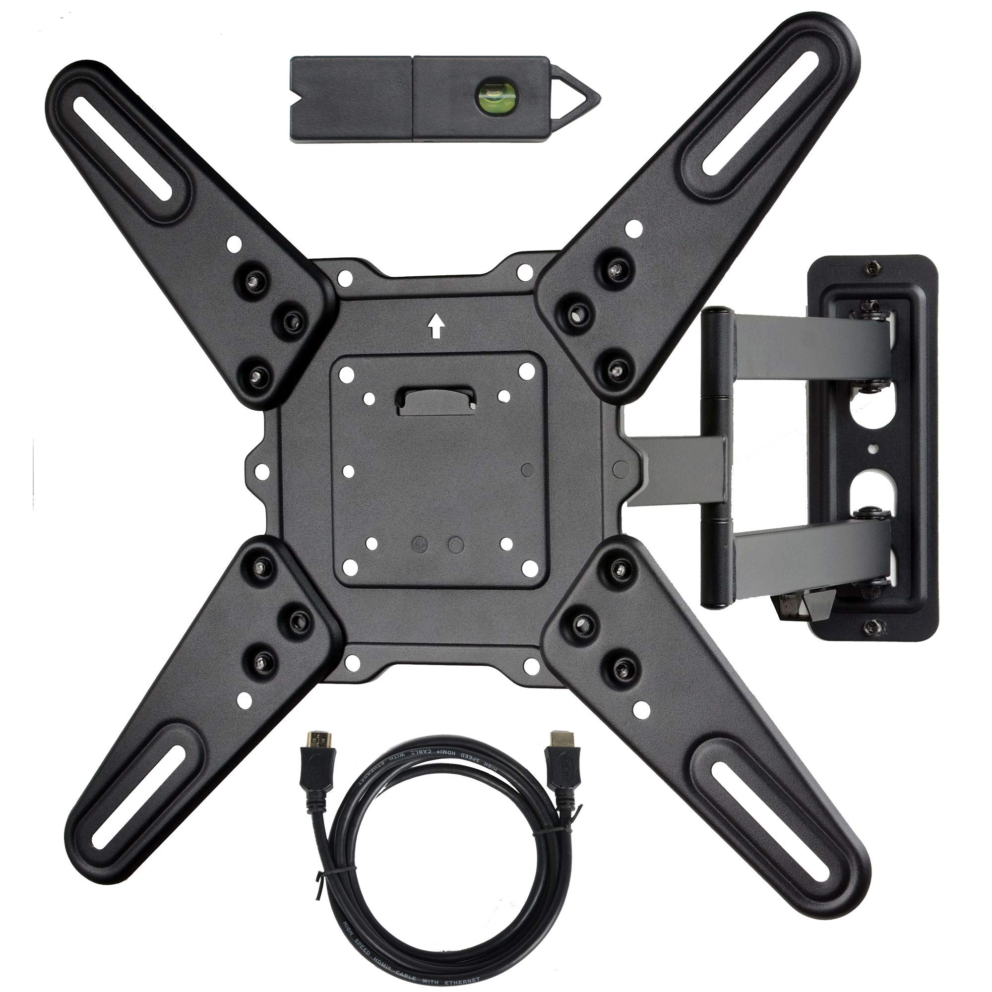 Book Cover VideoSecu ML531BE2 TV Wall Mount kit with Free Magnetic Stud Finder and HDMI Cable for Most 26-55 TV and New LED UHD TV up to 60 inch 400x400 Full Motion with 20 inch Articulating Arm WT8