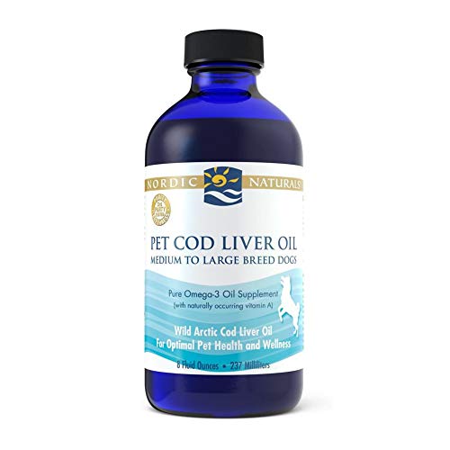 Nordic Naturals Pet Cod Liver Oil, Unflavored - 8 oz - 1104 mg Omega-3 Per Teaspoon - Fish Oil for Dogs with EPA & DHA - Promotes Skin, Coat, Joint, & Immune Health