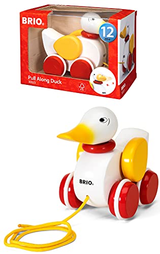 Book Cover Brio Infant & Toddler 30323 - Pull Along Duck Wood Baby Toy with Flapping Wings for Kids Ages 1 and up