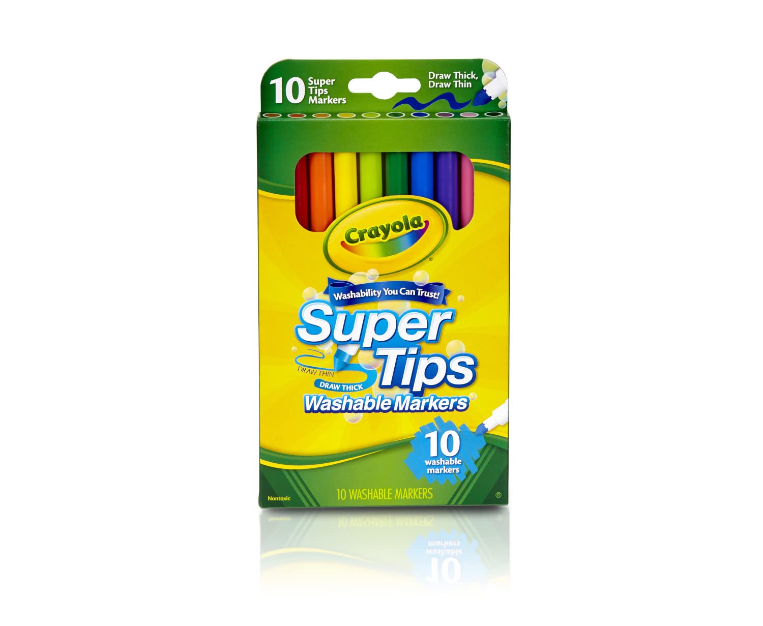 Book Cover Crayola Super Tips Markers, Washable Markers, 10Count, Assorted 10 Count (Pack of 1)