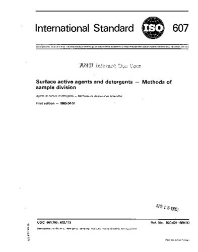 ISO 607:1980, Surface active agents and detergents -- Methods of sample division