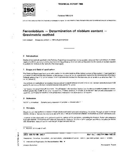 ISO/TR 7955:1982, Ferroniobium - Determination of niobium content - Gravimetric method