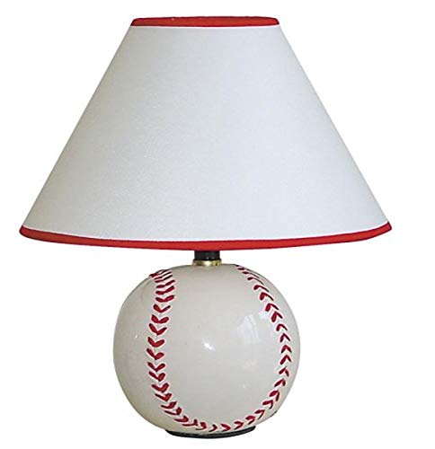 Book Cover ORE International 604BB Ceramic 60-Watt Baseball Table Lamp, White/Cream