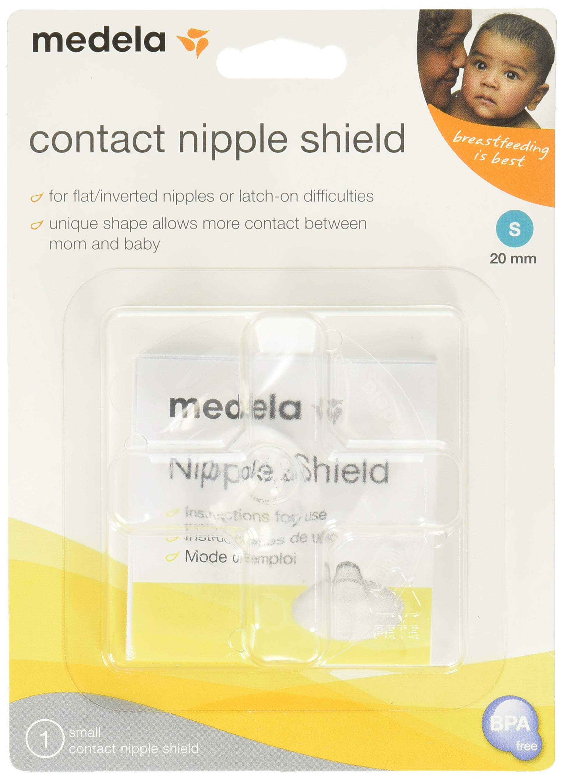 Book Cover Medela Contact Nipple Shield, 20mm Small, Nippleshield for Breastfeeding with Latch Difficulties or Flat or Inverted Nipples, Made Without BPA