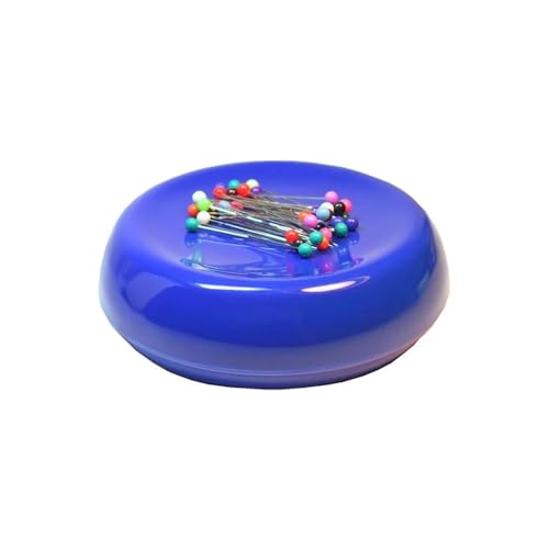 Grabbit Magnetic Sewing Pincushion with 50 Plastic Head Pins – Magnet Pin Organizer for Quilting, Embroidery, Needles, Bobby Pins, & Craft Storage, Blue