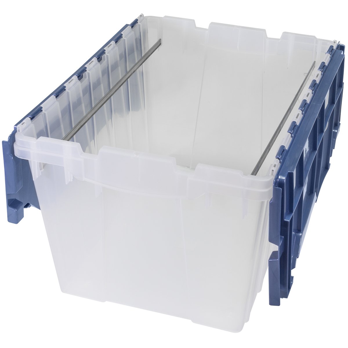Book Cover Akro-Mils 12 Gallon KeepBox File Box Plastic Stackable Storage Container with Hinged Attached Lid and Rails for Hanging File Folders, 21-Inch L x 15-Inch W x 12-Inch H, Clear/Blue