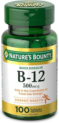 Nature's Bounty Vitamin B-12 500 mcg, 100 Quick Dissolve Tablets (Pack of 2)
