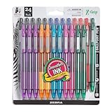 Zebra Pen Z-Grip Retractable Ballpoint Pen, Smooth-Flowing Assorted Fashion Colors, 1.0mm Medium Point, School & Office Supplies, Ideal for Note-Taking, Journal and Planner Use, 24-Pack (12223)