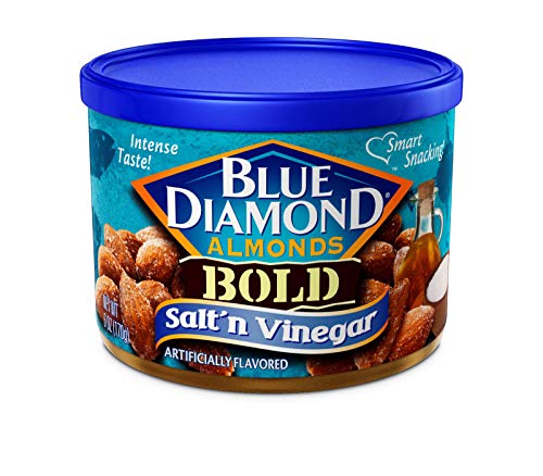 Book Cover Blue Diamond Almonds Salt N' Vinegar Flavored Snack Nuts, 6 Oz Resealable Cans (Pack of 12)