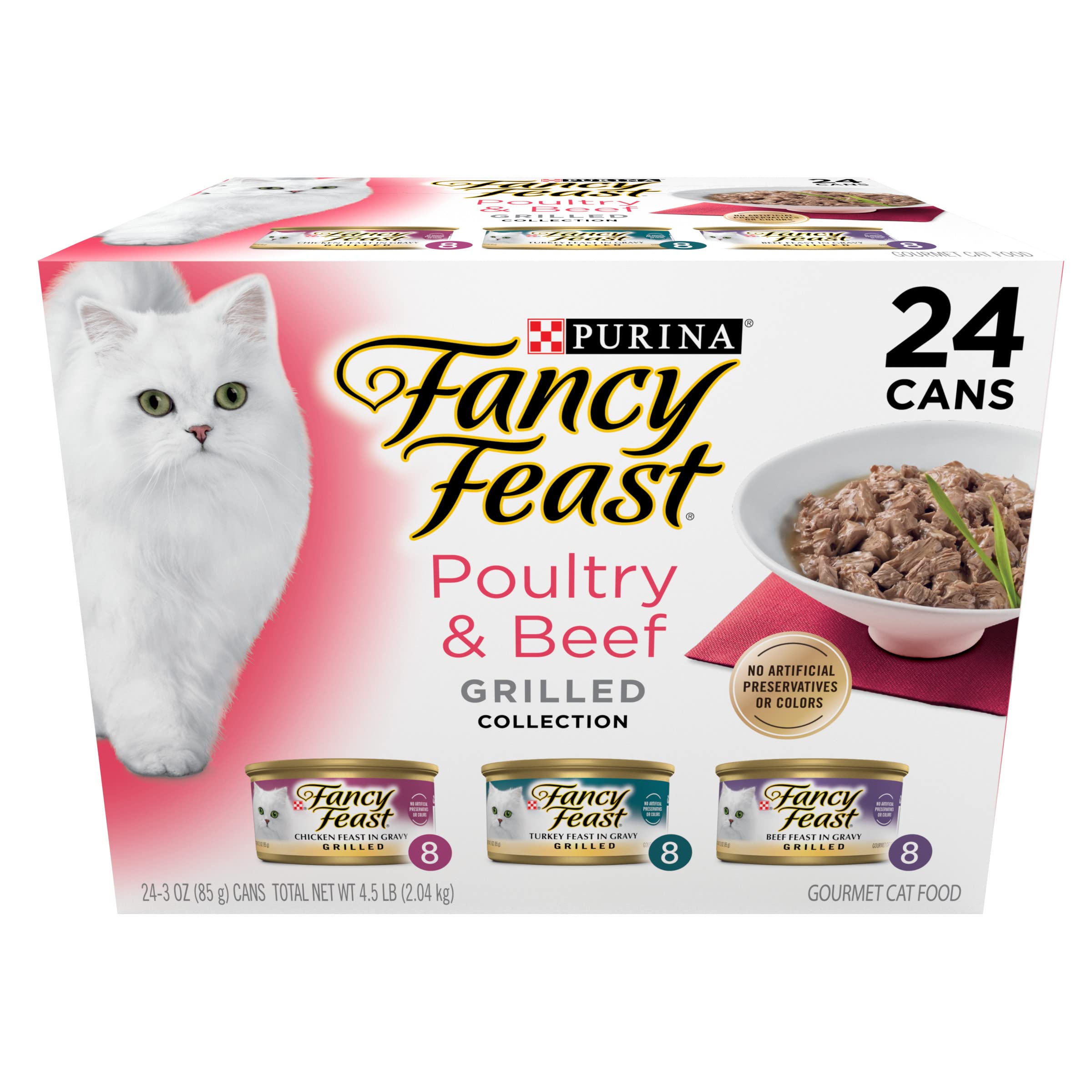 Purina Fancy Feast Grilled Wet Cat Food Poultry and Beef Collection Wet Cat Food Variety Pack - (24) 3 oz. Cans Grilled Poultry & Beef (24) 3 oz. Cans