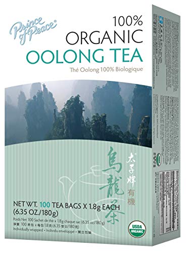 Book Cover Prince of Peace Organic Oolong Tea, 100 Tea Bags â€“ 100% Organic Black Tea â€“ Unsweetened Black Tea â€“ Lower Caffeine Alternative to Coffee â€“ Herbal Health Benefits
