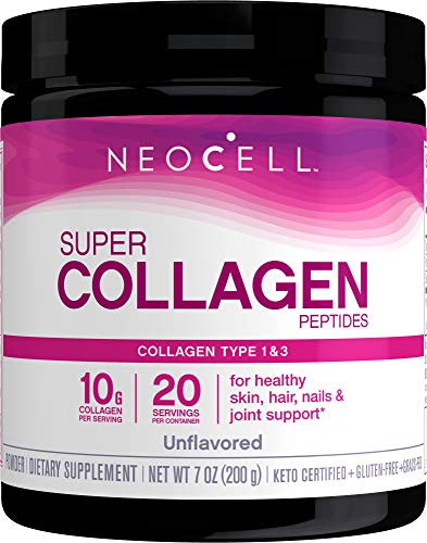 Book Cover NeoCell Super Collagen Peptides Powder, 7 Ounces, Non-GMO, Grass Fed, Paleo Friendly, Gluten Free, For Hair, Skin, Nails & Joints (Packaging May Vary), Unflavored, 20 Servings