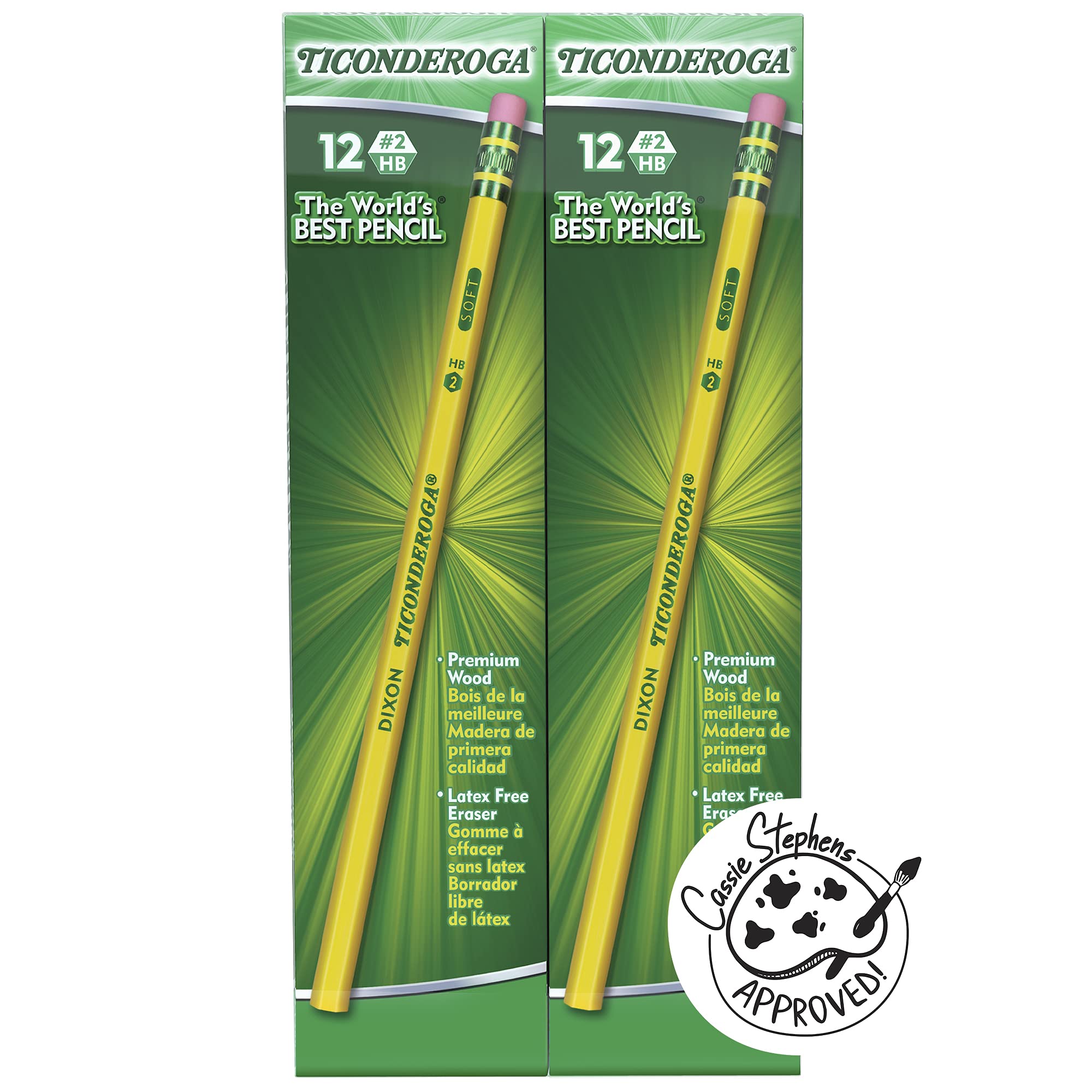 Book Cover Ticonderoga Wood-Cased Pencils, Unsharpened, #2 HB Soft, Yellow, 96 Count 12 Count (Pack of 8)