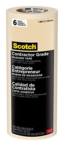 Book Cover Scotch Contractor Grade Masking Tape, 1.88 inches by 60.1 yards (360 yards total), 2020, 6 Rolls