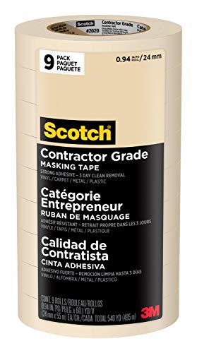 Book Cover Scotch Brand 3M 2020-1A-CP 2020-24A-CP Masking Tape, 9 Rolls- 0.94 Inch x 60.1 Yards, Browns. 94 inch
