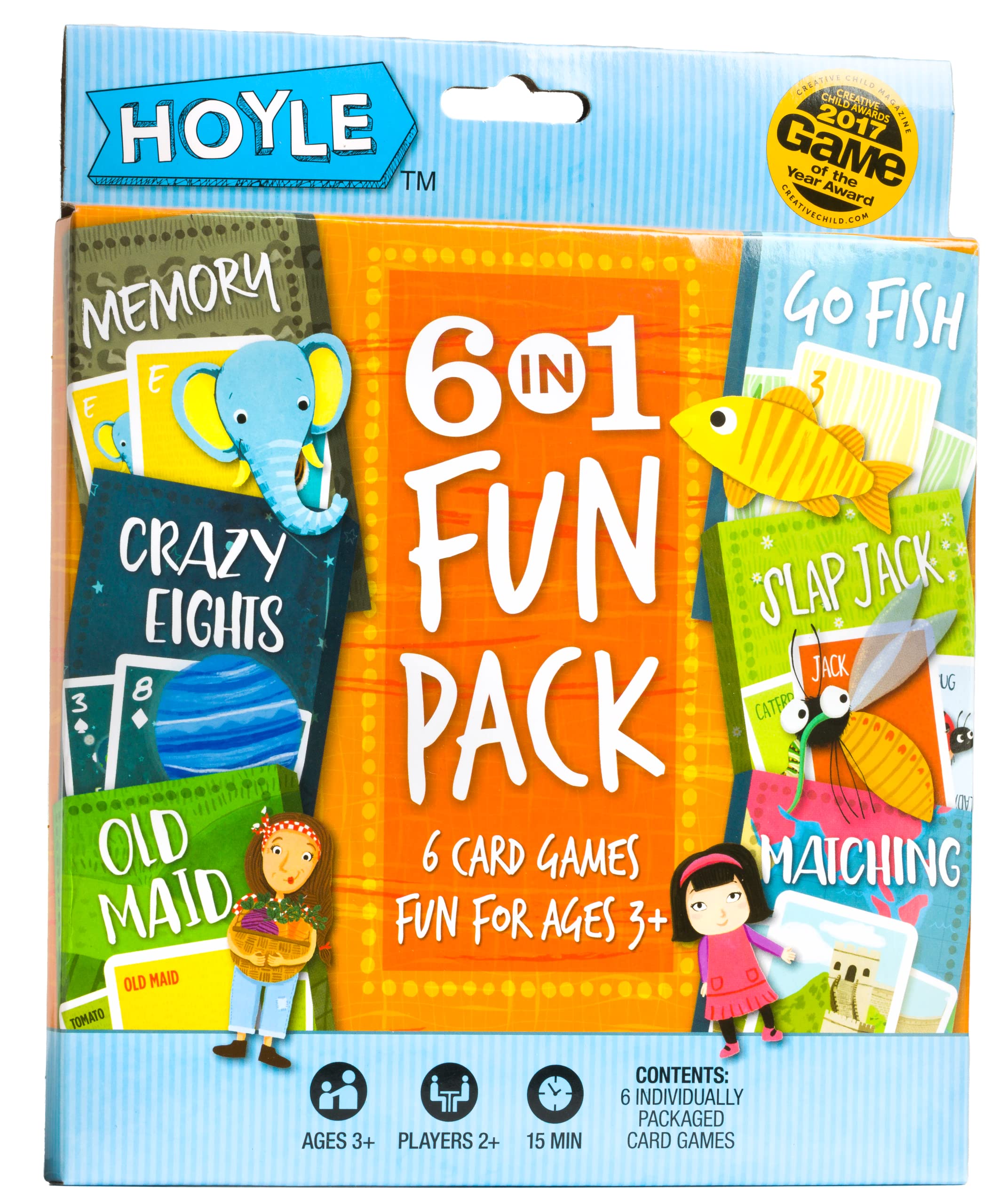 Book Cover Hoyle 6 in 1 Kids Playing Cards Multi Game Pack, 6 Fun Games in 1 (Ages 3+) Hoyle 6 in 1 Fun Pack Tabletop Game