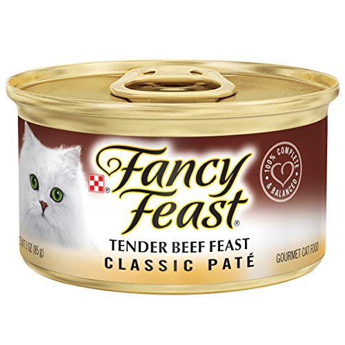 Book Cover Purina Fancy Feast Grain Free Pate Wet Cat Food, Tender Beef Feast - (24) 3 oz. Cans