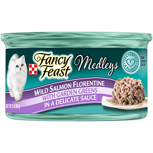 Purina Fancy Feast Wet Cat Food, Medleys Wild Salmon Florentine With Garden Greens in Delicate Sauce - (24) 3 oz. Cans