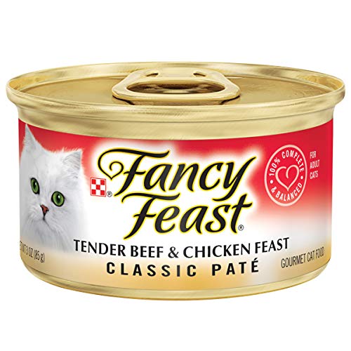 Book Cover Purina Fancy Feast Grain Free Pate Wet Cat Food, Tender Beef & Chicken Feast - (24) 3 oz. Cans