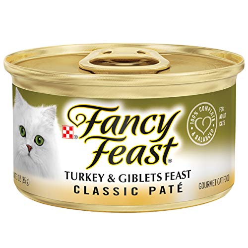 Book Cover Purina Fancy Feast Grain Free Pate Wet Cat Food, Classic Pate Turkey & Giblets Feast - (24) 3 oz. Cans