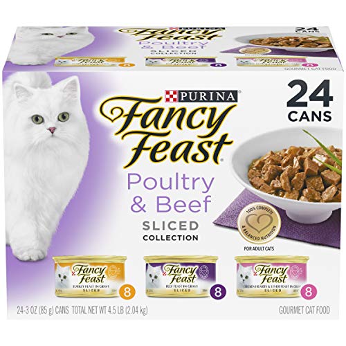 Book Cover Purina Fancy Feast Gravy Wet Cat Food Variety Pack, Poultry & Beef Sliced Collection - (24) 3 oz. Cans